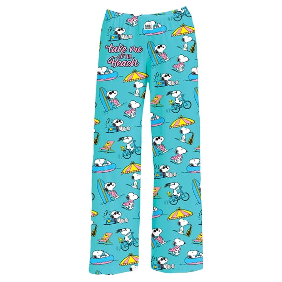 Collections Etc Unisex Snoopy Take Me To The Beach Elasticized Waist Drawstring Lounge Pants Multi-Colored X-Large