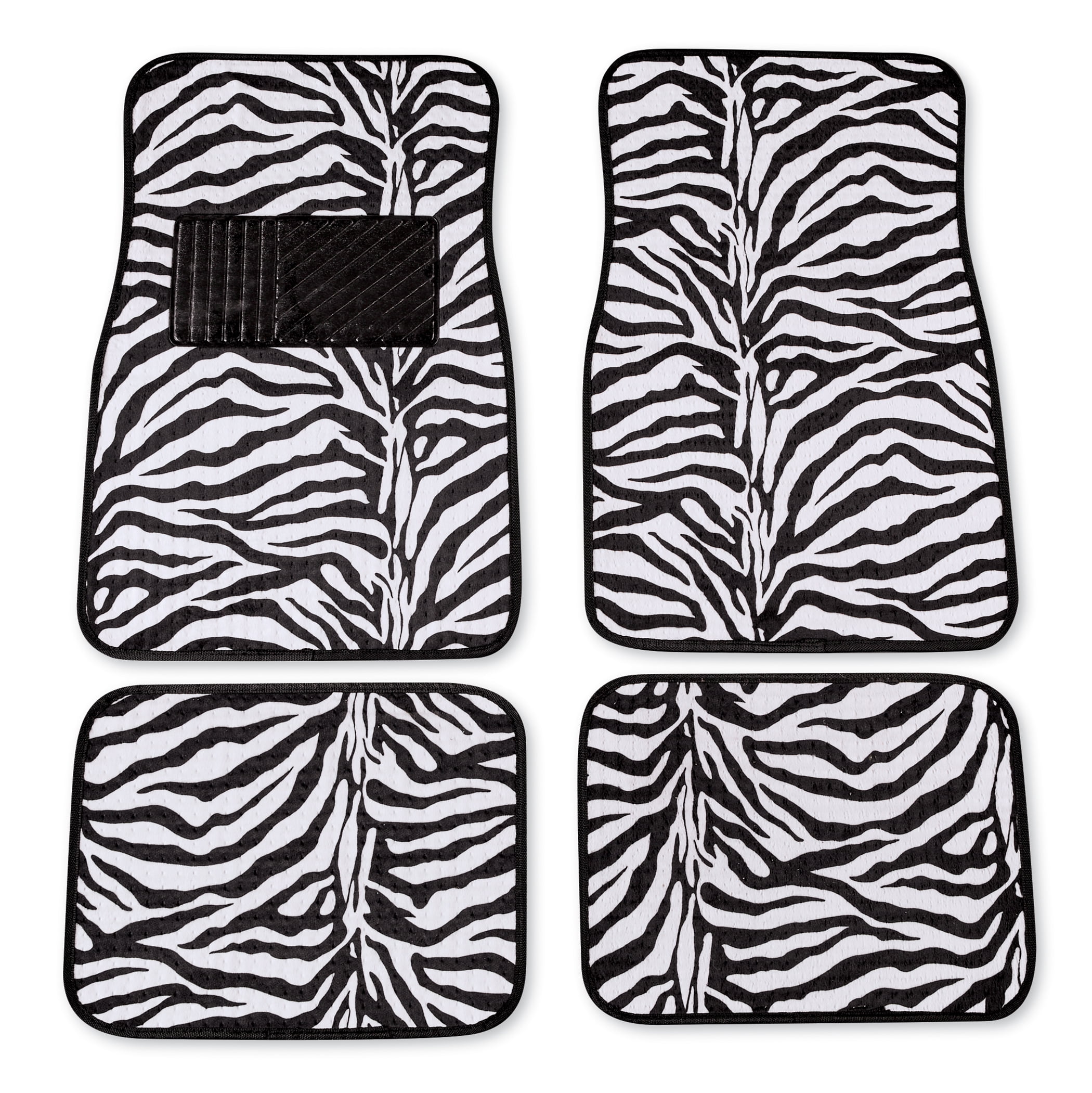 Collections Etc Universal Front and Back Seat Zebra Print Car Mats