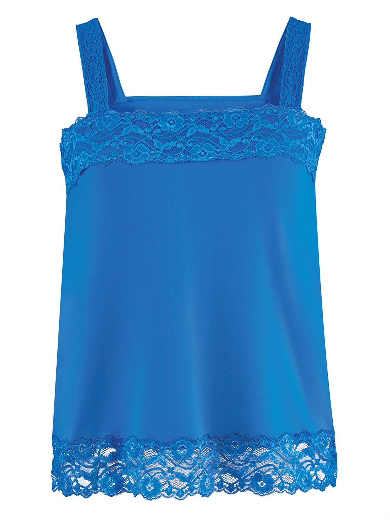 Collections Etc Versatile Solid Color Lace Trim Square Neckline