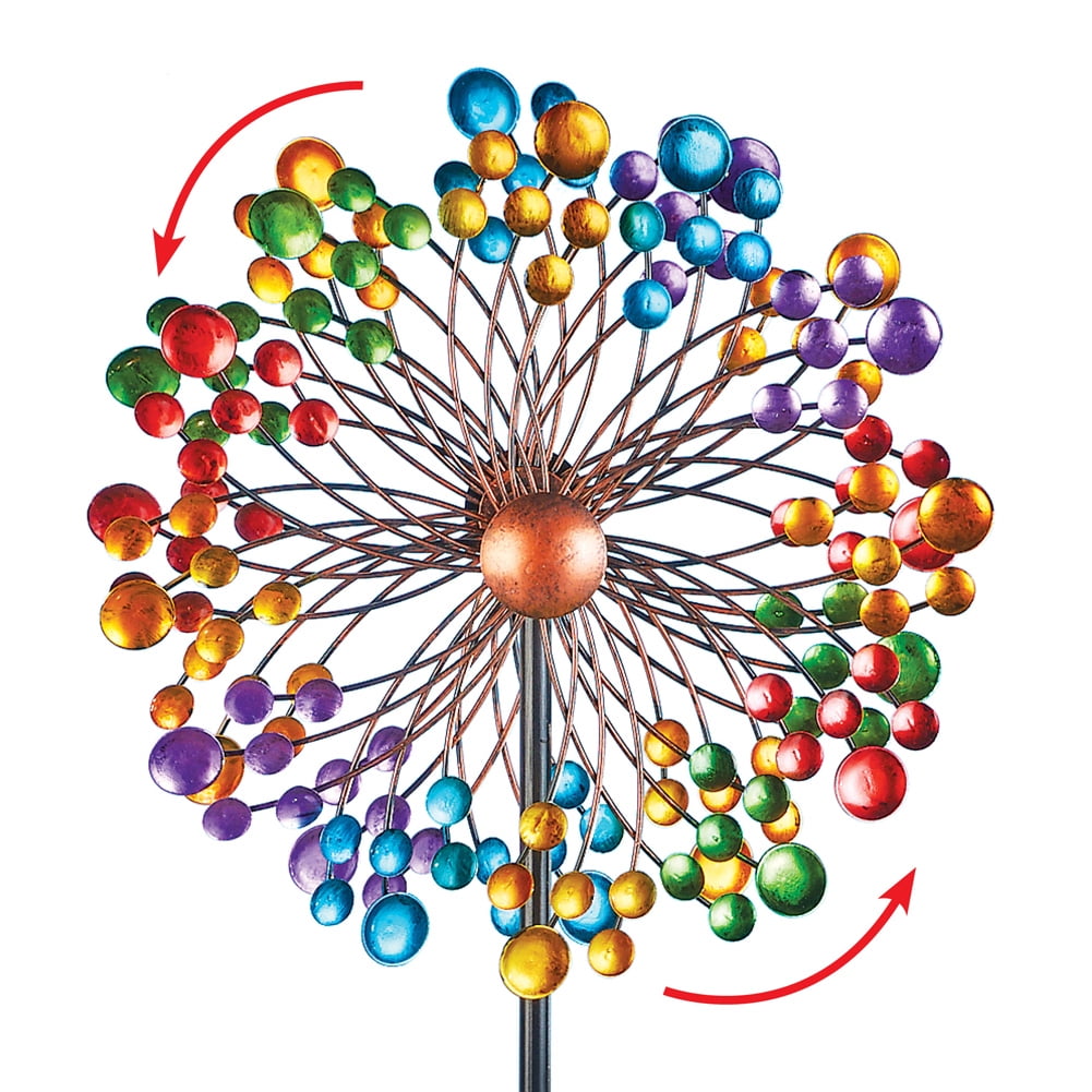 Vibrant Double-Sided Rainbow Metal Garden Wind Spinner