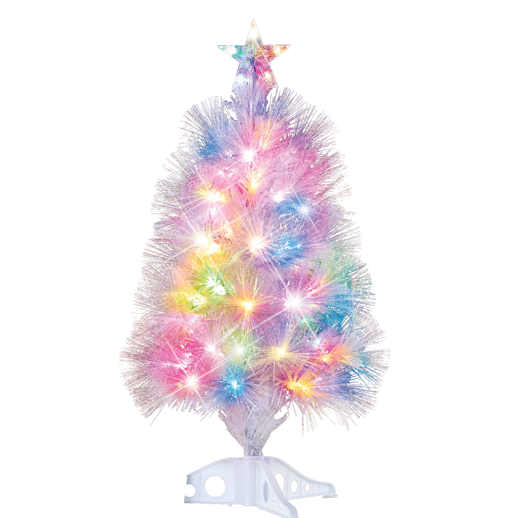 Collections Etc White ColorChanging Fiber Optic Tabletop Christmas