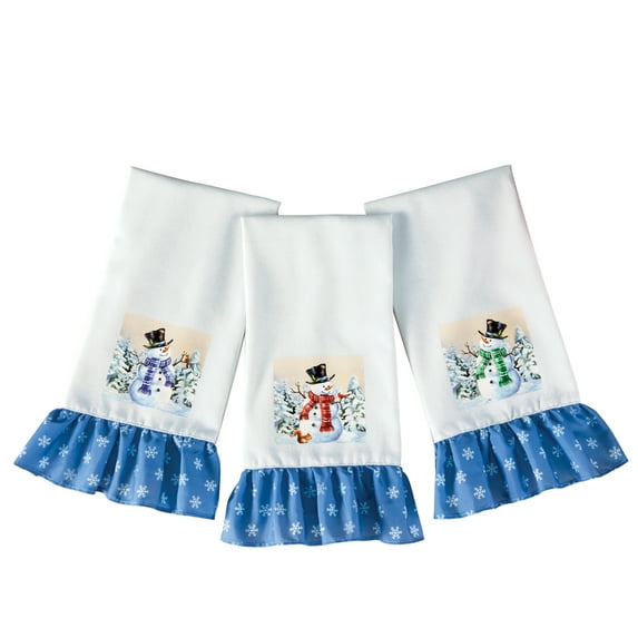 Collections Etc Winter Snowman Kitchen Hand Towels - Set of 3