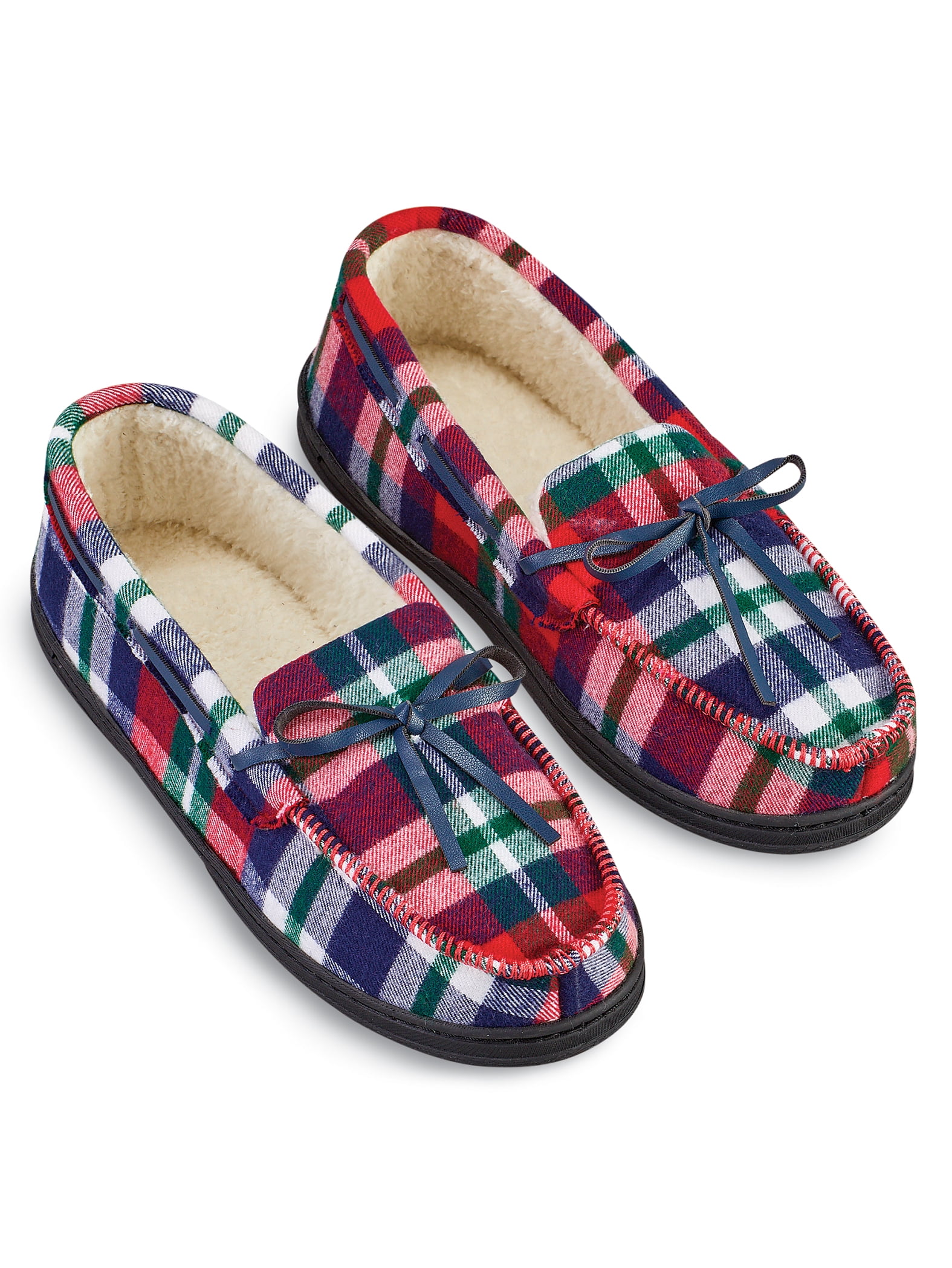 Collections Etc Women's Bright Plaid House Moccasin Slippers - Walmart.com