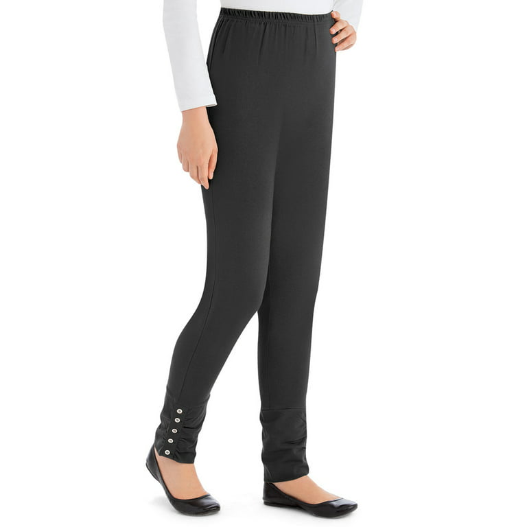 Collections Etc Collections Women's Cinched Ankle Leggings with Button  Accents and Elastic Waistband, 30 L Inseam, Made of Cotton and Spandex,  Black, Large 
