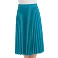 thumbnail image 1 of Collections Etc Women's Classic Pleated Mid-Length Jersey Knit Midi Skirt with Comfortable Elastic Waistband, Turquoise, X-Large - Made in The USA, 1 of 3