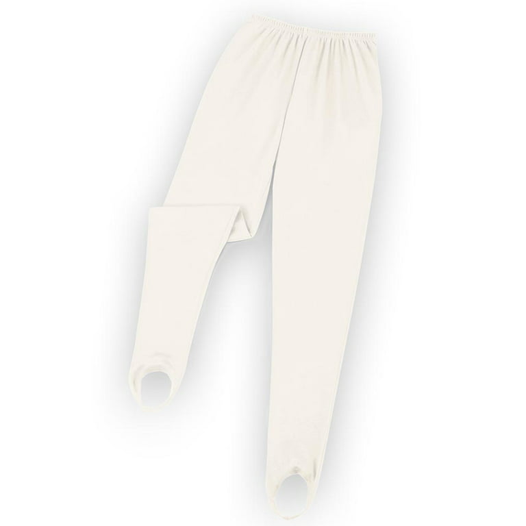 Collections Etc Women's Classic Tapered Leg Stirrup Pants, Ivory, Medium -  Made in The USA