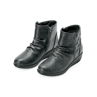 Collections Etc Women's Comfortable Quilted Cushioned Insoles Side Zip Boots Black 9