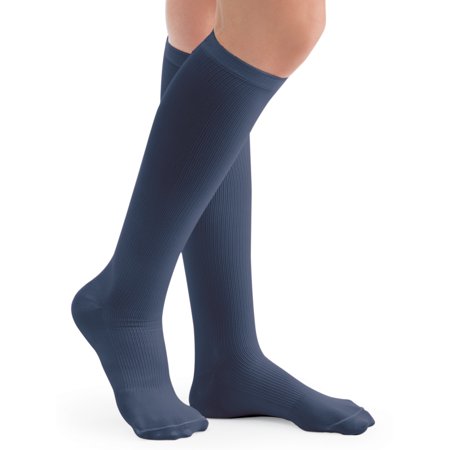 Collections Etc Women's Compression Trouser Socks Pair, Firm 20-30 mmHg, Navy, XL - Made in The USA