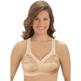 thumbnail image 1 of Collections Etc Women's Cotton Bra - Underwire-Free with Lace Accents and Thick Straps for Extra Support, Beige, 34B, 1 of 9