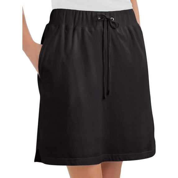 Collections Etc Women's Drawstring Knit Skort Black Small