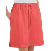Collections Etc Women's Drawstring Knit Skort Coral Small