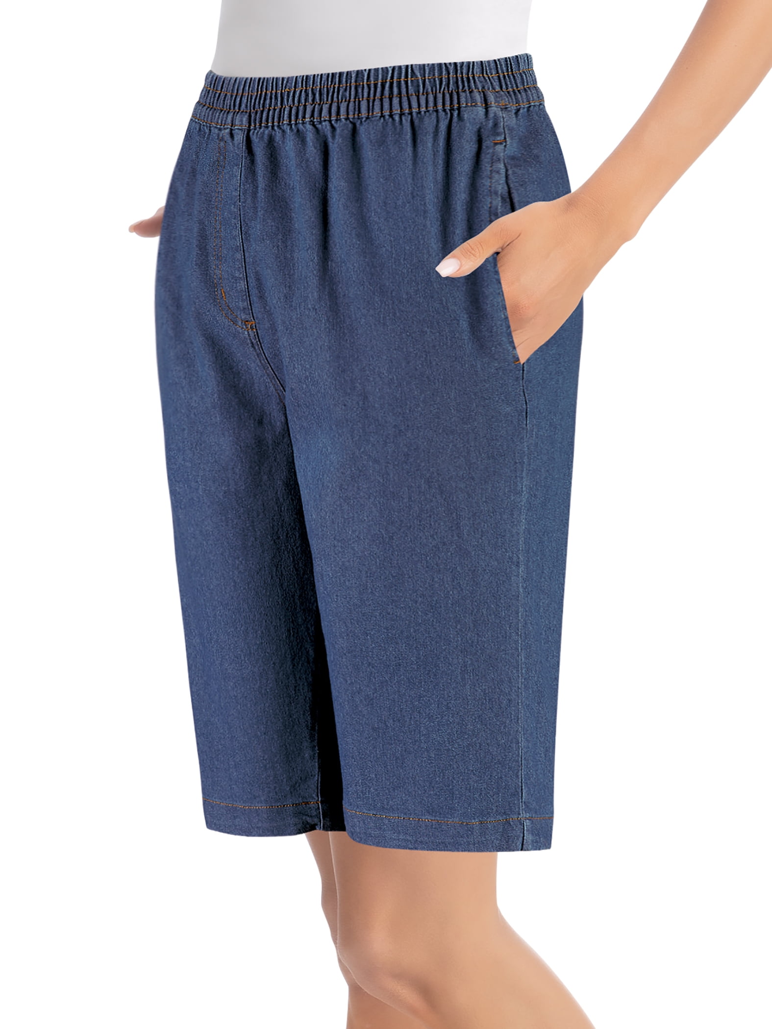 ★NNPCS★ N' Bermuda Pants Collections Etc Women's Elastic Stretch Waistband Denim