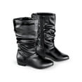 Collections Etc Women's Faux Leather Scrunch Calf Boots Wide Width