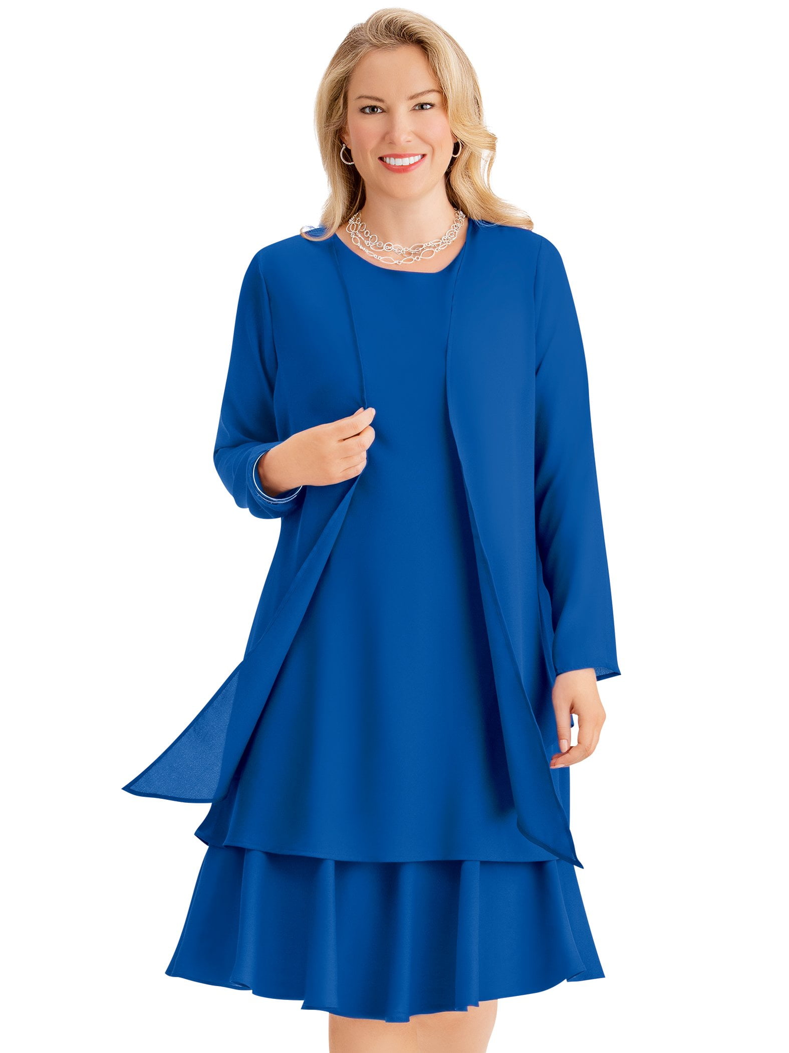 royal blue dress with jacket Collections Etc Women's Feminine 2-piece XX-Large frenchie Adele's Final Concert Look Length:32 100% Polyester Lining
