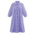 Collections Etc Women's Plush Fleece Bathrobe, Button Front, Pockets