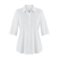 thumbnail image 1 of Collections Etc Women's Poplin Weave 3/4 Sleeve Button-Front Stylish Polo Shirt | Royal Blue, Red, White or Lilac | Machine wash | Cotton and polyester, 1 of 3