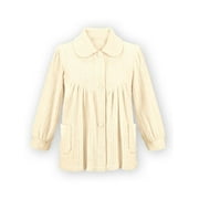 Collections Etc Women's Soft Fleece Button Down Night Shirt with Pockets - Comfy Flattering Fit Over Pajamas or Nightgown, Ivory, X-Large