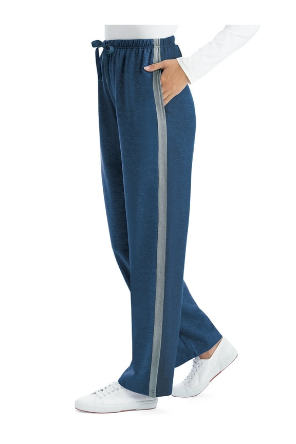 Collections Etc Women's Soft and Comfy Pull-On Side Stripe Knit Pants Eggplant XX-Large