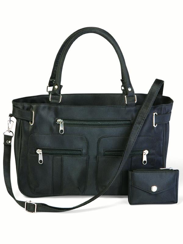 Collections Etc Women s Stylish Double Handle Zippered 6 Pocket