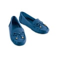 thumbnail image 1 of Collections Etc Women's Stylish Microsuede Tassel Tie Cut-Out Pattern Moccasins Navy 7, 1 of 4
