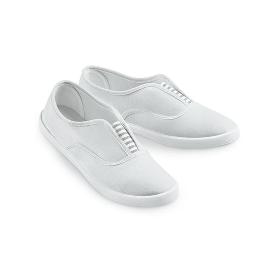 Collections Etc Women's Women's Slip-On Sneakers with Stripe Accent White 7