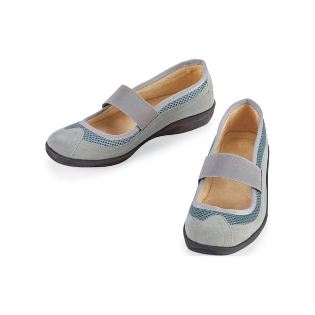 Collections Etc Womens ExtraWide Width Mary Jane Strap Shoes Stretch