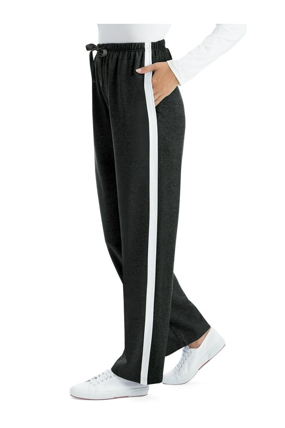 Collections Etc Womens Soft and Comfy Drawstring Pull-On Side Stripe Jogger Knit Pants