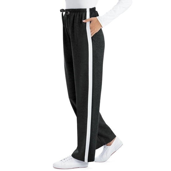 Collections Etc Womens Soft and Comfy Drawstring Pull-On Side Stripe Jogger Knit Pants