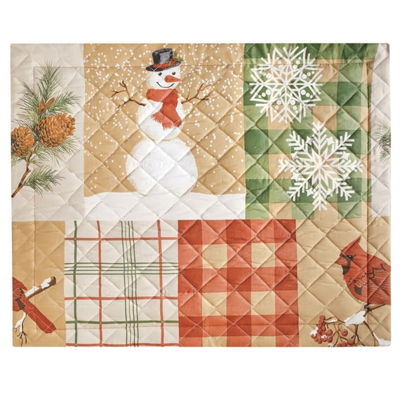 Collections Etc Woodland Winter Patchwork Holiday Pillow Sham