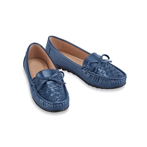 Collections Etc Woven Textured Padded Insoles Slip-On Loafers