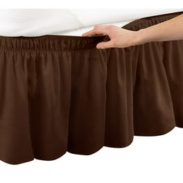 Chocolate Brown Elastic Ruffled Bed Skirt Wrap Around Easy Fit Twin or Full Size Walmart