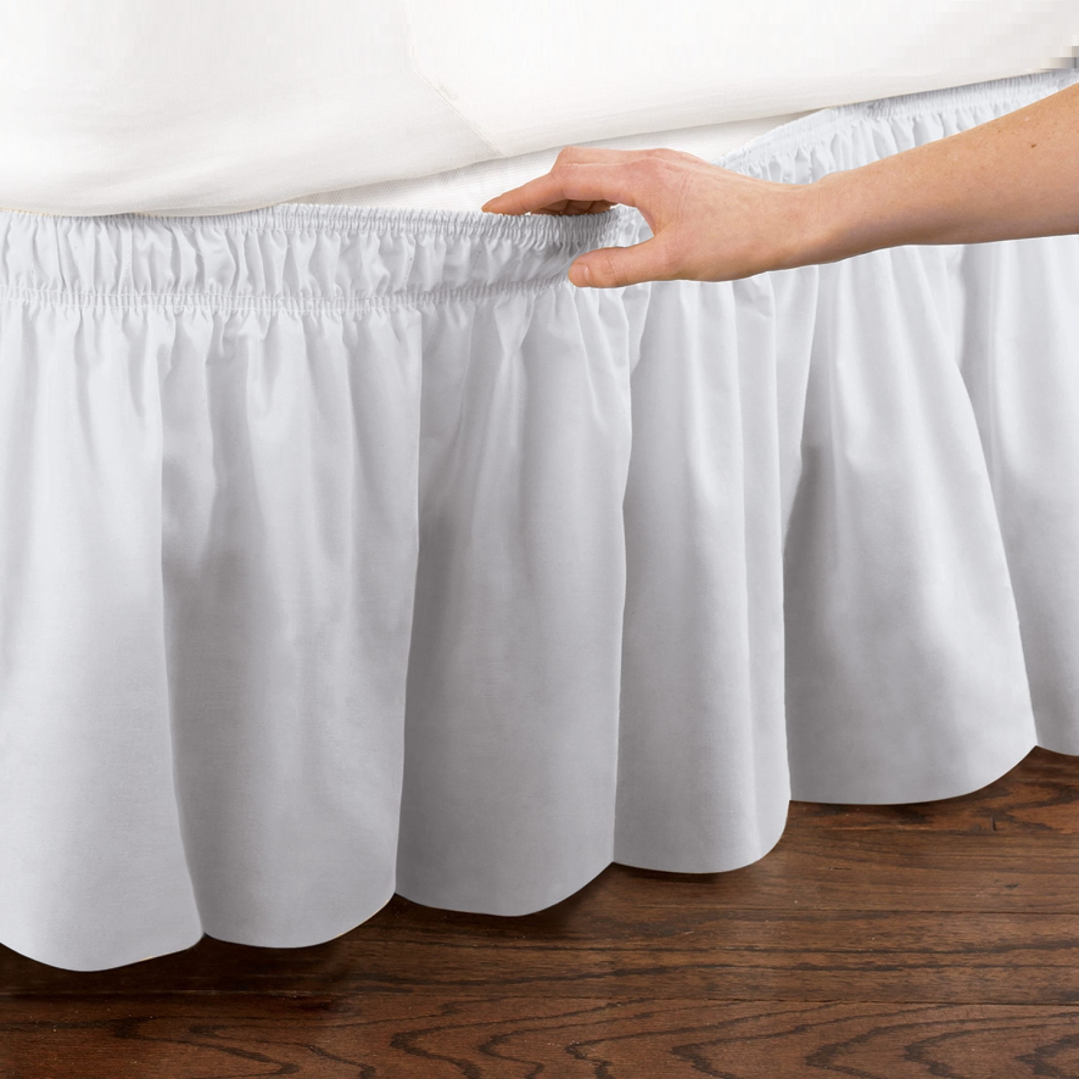 White Twin/Full Cotton Polyester Elastic Bed Skirt