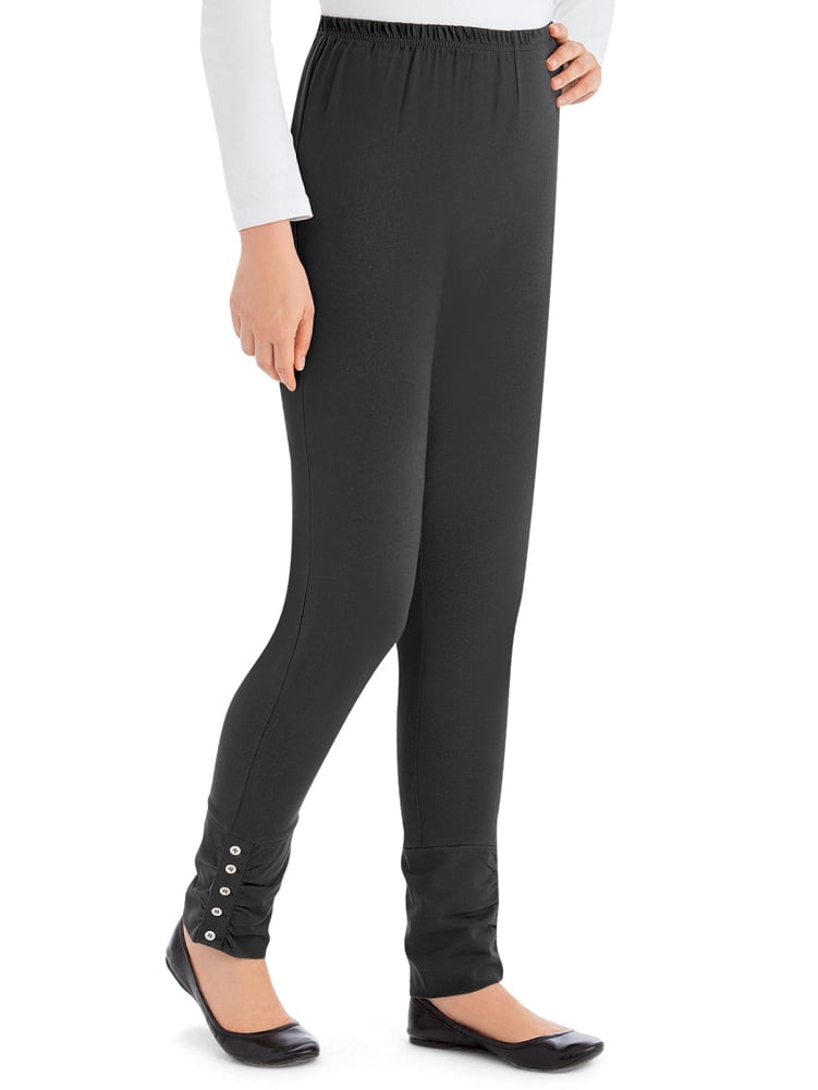 Collections Women's Cinched Ankle Leggings with Button Accents and Elastic  Waistband, 30 L Inseam, Made of Cotton and Spandex, Black, X-Large 