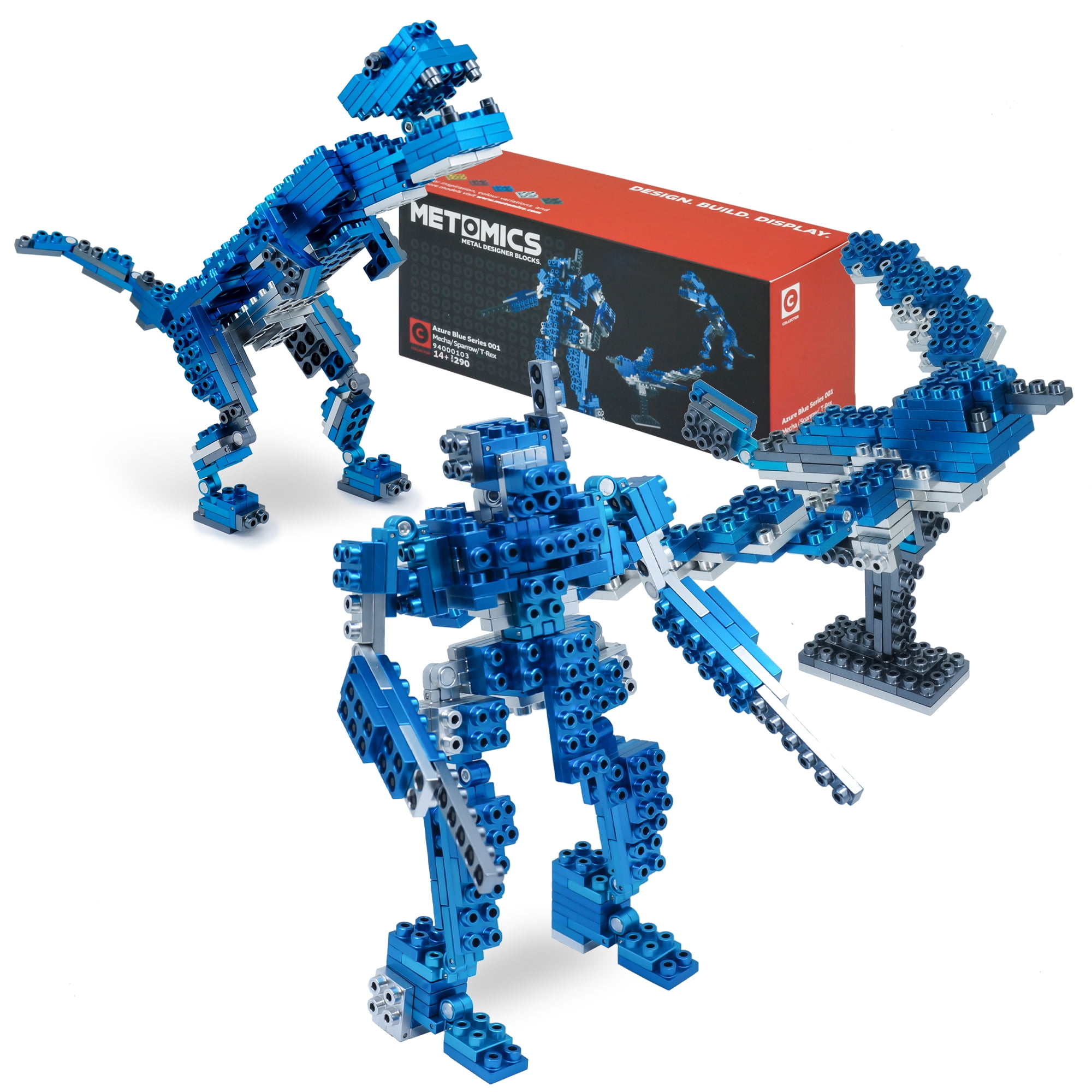 Collector 3-in-1 Series 001 Set Azure Blue T-Rex, Mecha, and Sparrow 290 pcs