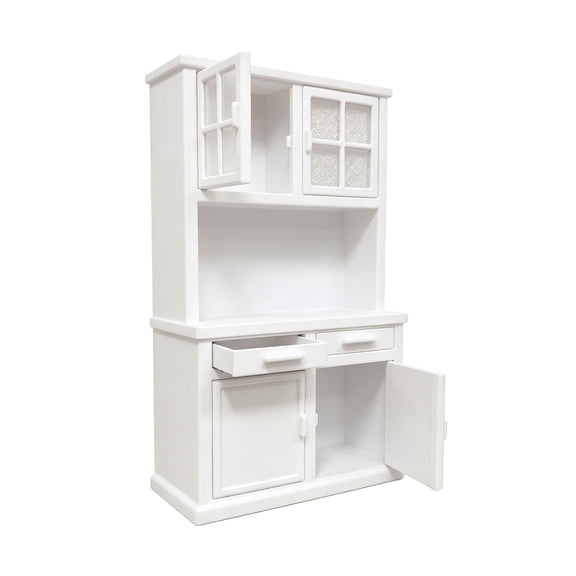 Collector Miniature Cabinet 1:12 Scale White House Kitchen Piece with Shelves Doors Drawers for Pretend Display Bakery Cafe Room Layouts