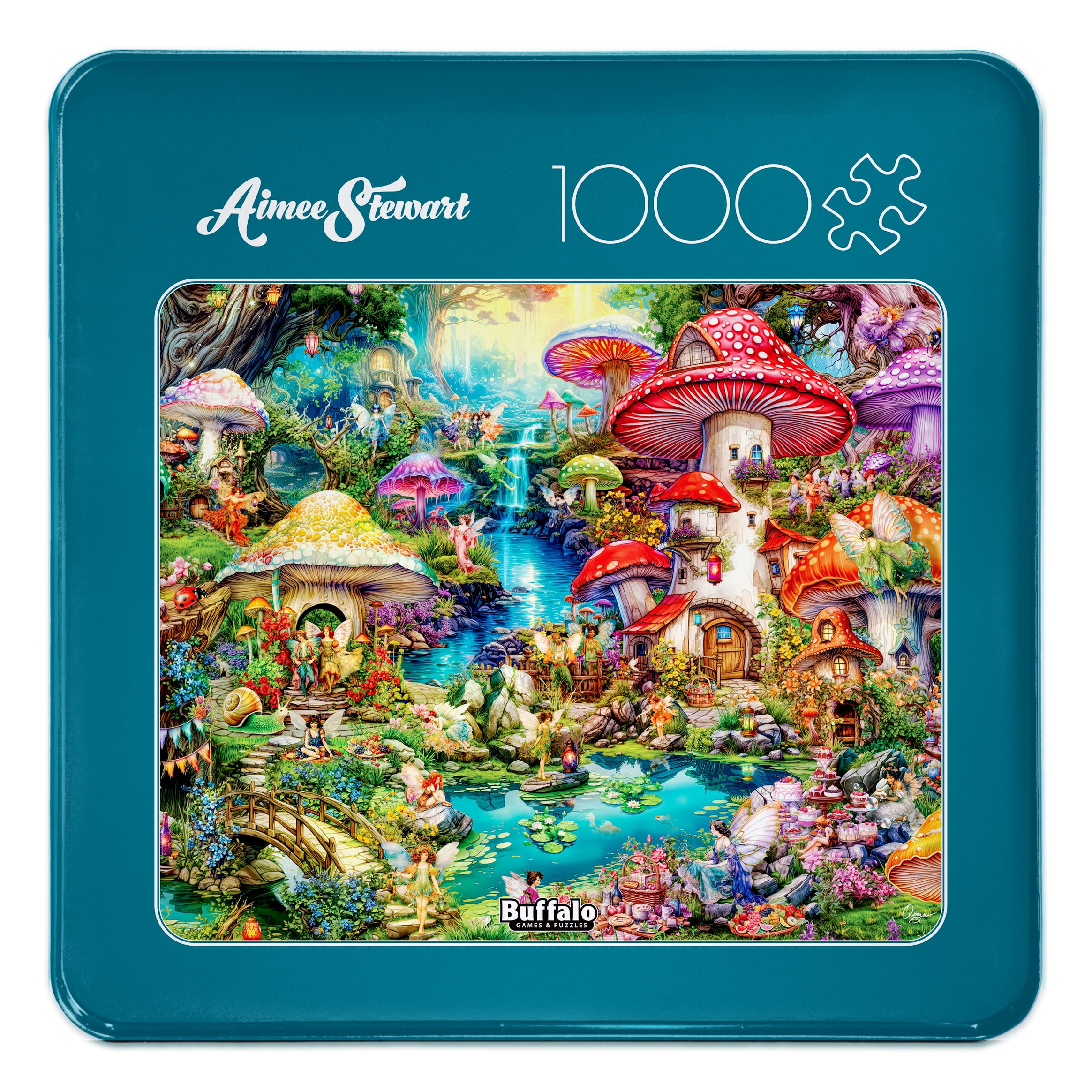 Buffalo Games Merry Mushroom Village Picnic 1000-Piece Interlocking Jigsaw Puzzles for Adults Ages 14+