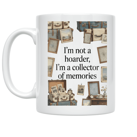 Collector of Memories Vintage Suitcase Design - Memory Keeper - 11 oz Ceramic Coffee Mug