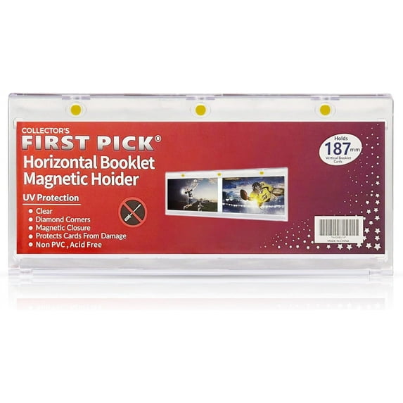 Collector's First Pick 187mm Horizontal Booklet Magnetic Card Holder - 187mm PVC FREE - UV Protection - Great Fit For National Treasures, Flawless, Playbook Cards and More…