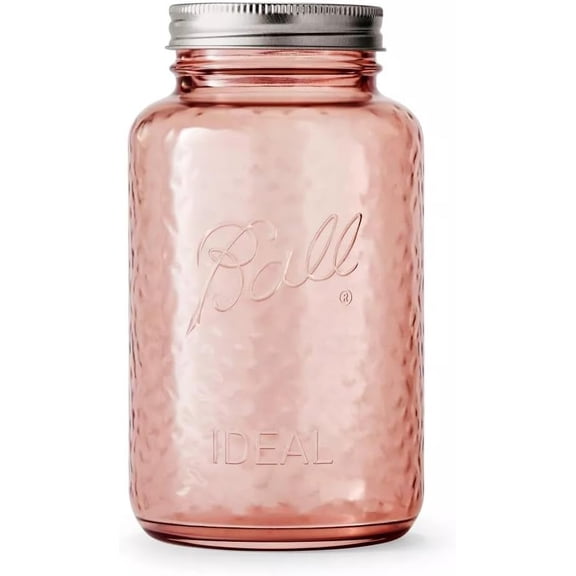 Collectors Edition Vintage Rose Colored Canning Jar, Regular Mouth Quart Jar with Lid and Band, 32 Oz, 2166214-1PK