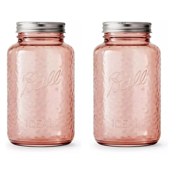 Collectors Edition Vintage Rose Colored Canning Jars, Regular Mouth Quart Jars with Lids and Bands, 32 Oz Each, Pack of 2, 2166214-2PK