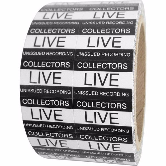 "Collectors / Live / Unissued Recording" In-Store Use White Labels - 3/4" x 1/2" - Roll of 1000 #MSLW34LI