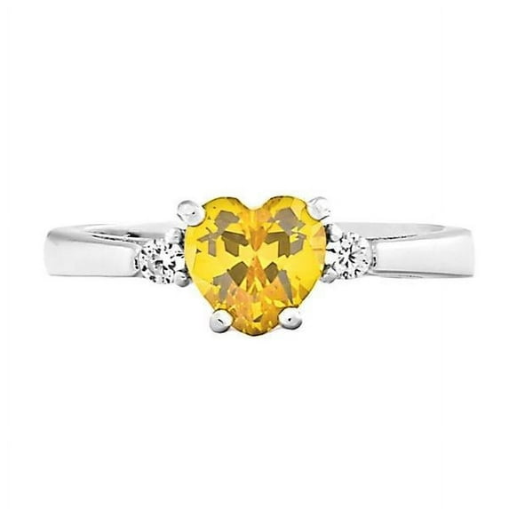 Colleen: 0.81ct Heart Cut Simulated Citrine Ice CZ Promise Friendship Ring sz 5.0