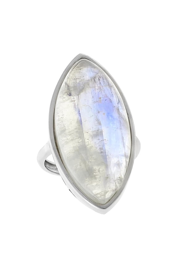 Sterling Silver Elongated Marquise Moonstone Ring, Size 9