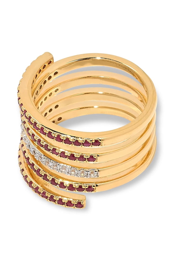 Sterling Silver Goldclad Pink Sapphire Wrap Ring, Size 7