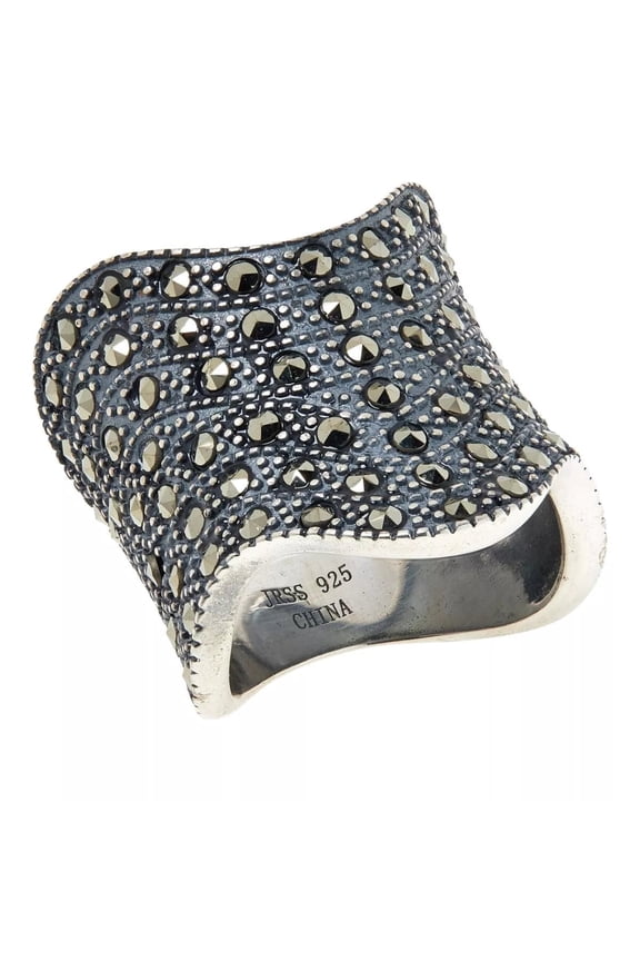 Sterling Silver Marcasite Wave Ring, Size 5