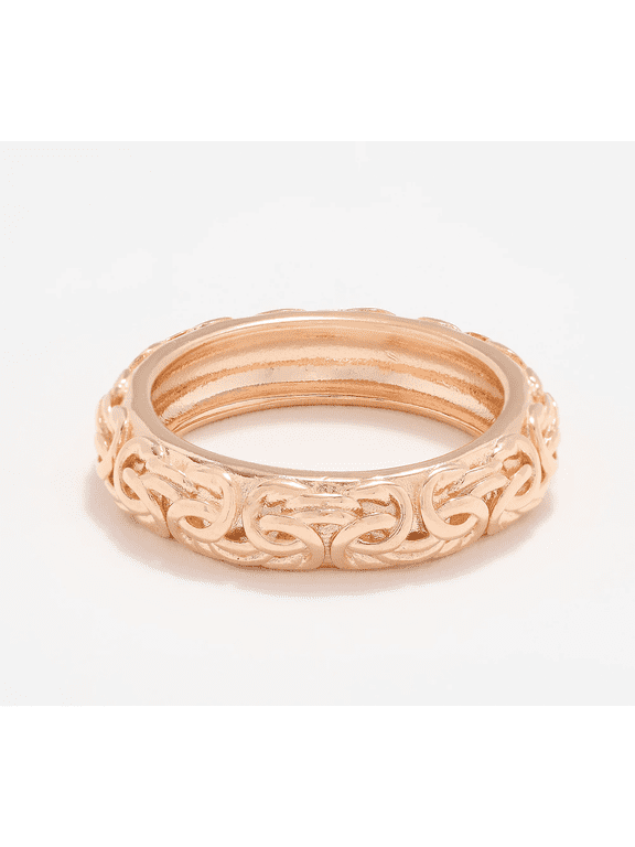 UltraFine 950 Silver Rose Tone 5mm Byzantine Ring Size 8