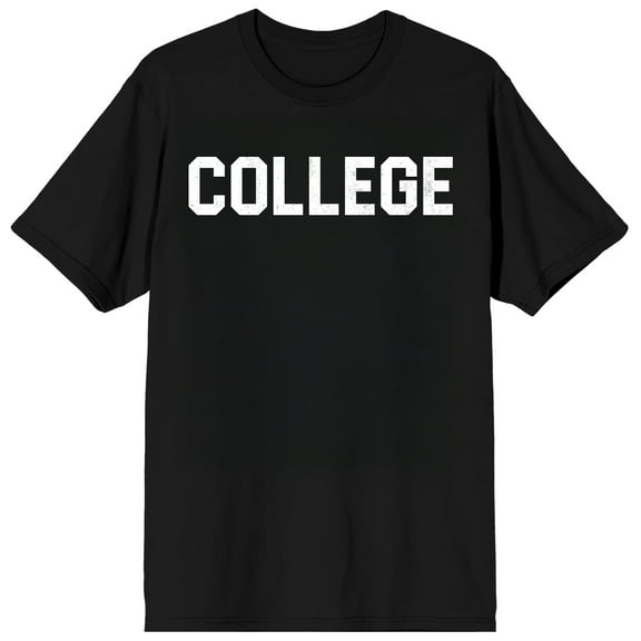 College Adult Black Crew Neck Short Sleeve T-shirt-3XL