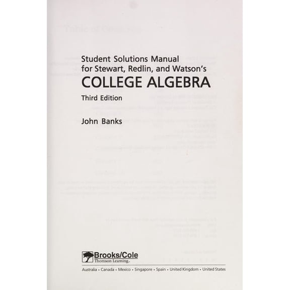 Pre-Owned Student Solutions Manual for Stewart, Redlin, and Watson's College Algebra, 3rd Edition (Paperback) 0534373615 9780534373610