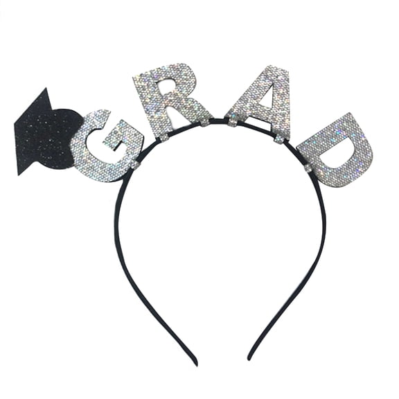 College Bachelor Cap Mini Headwear Graduation Hat GRAD with Sequins Glitters