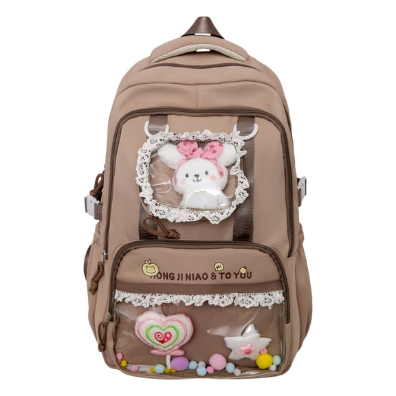 College Backpack 18.11 Inch Nylon Ita Bag Multi-pocket Durable for Work Travel Commute Daily Use (Coffee)
